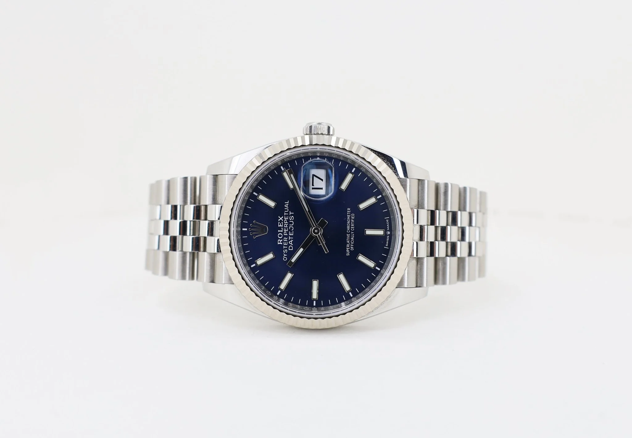 Rolex Datejust 36 White Gold/Steel Blue Index Dial & Fluted Bezel Jubilee Bracelet 126234 - Image 4