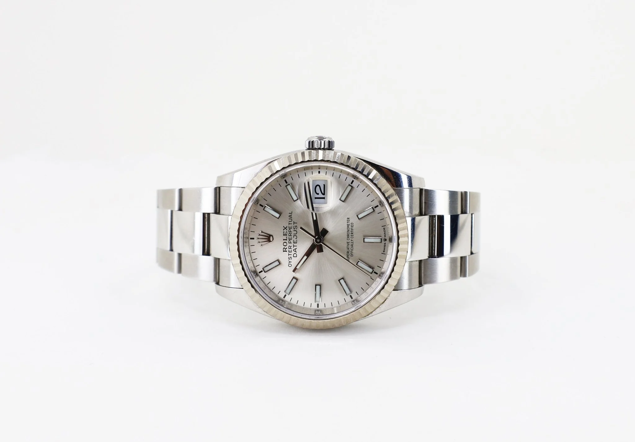 Rolex Datejust 36 White Gold/Steel Silver Index Dial & Fluted Bezel Oyster Bracelet 126234 - Image 4