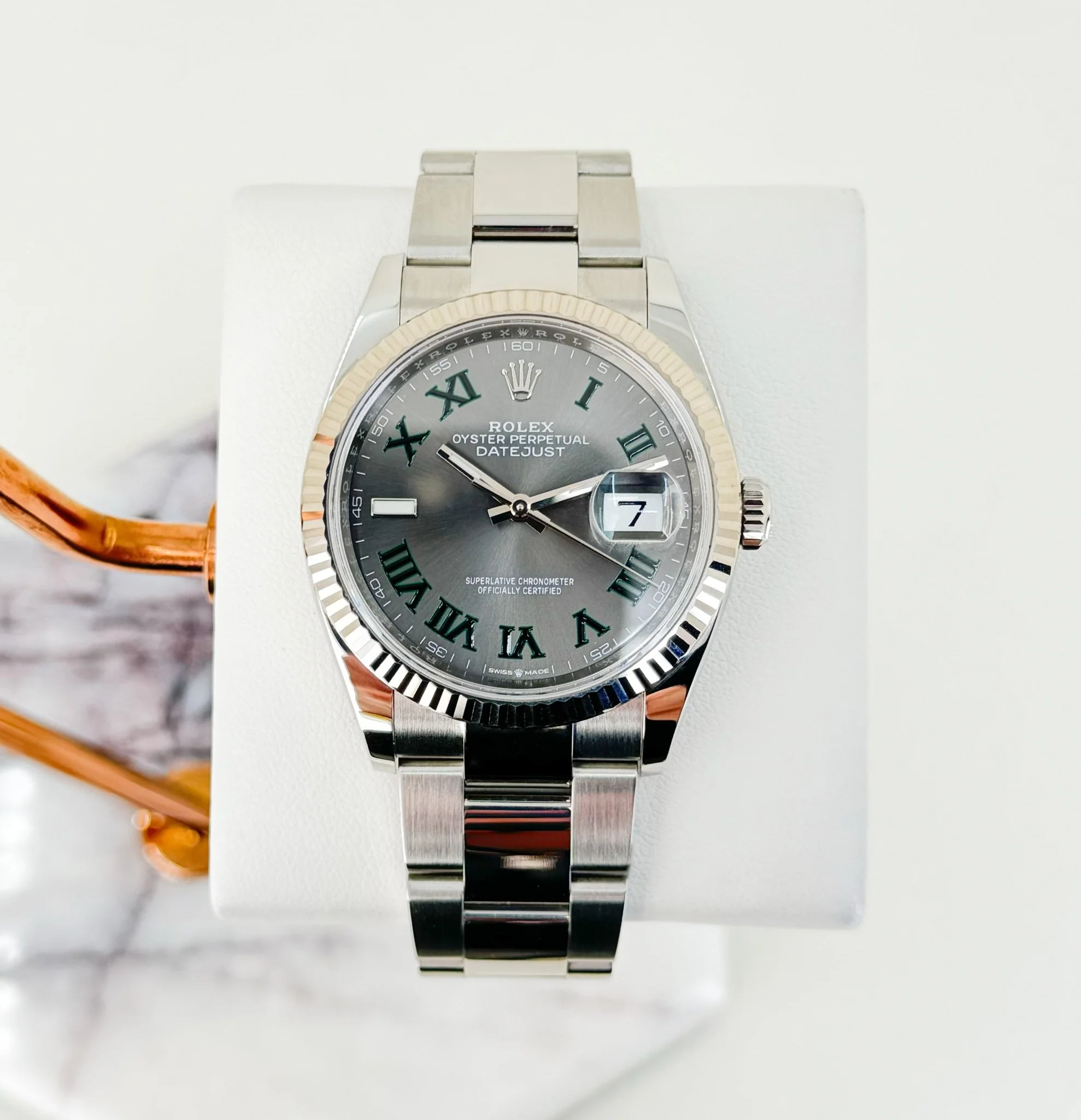 Rolex Datejust 36 White Gold/Steel Slate "Wimbledon" Roman Dial & Fluted Bezel Oyster Bracelet 126234 - Image 2