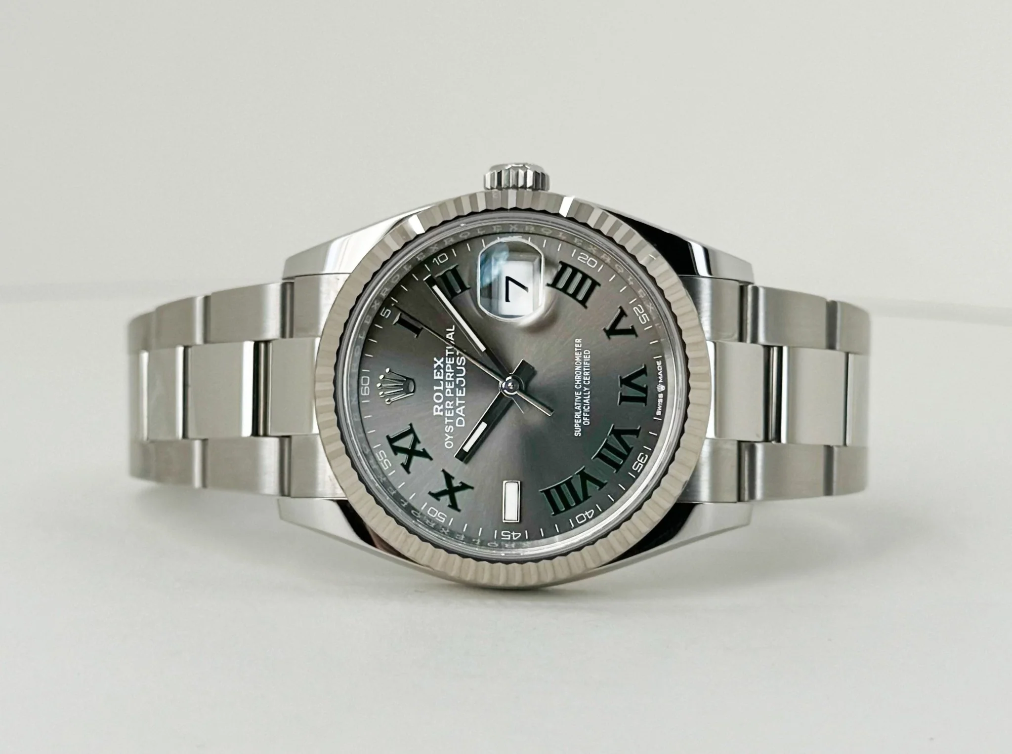 Rolex Datejust 36 White Gold/Steel Slate "Wimbledon" Roman Dial & Fluted Bezel Oyster Bracelet 126234 - Image 5