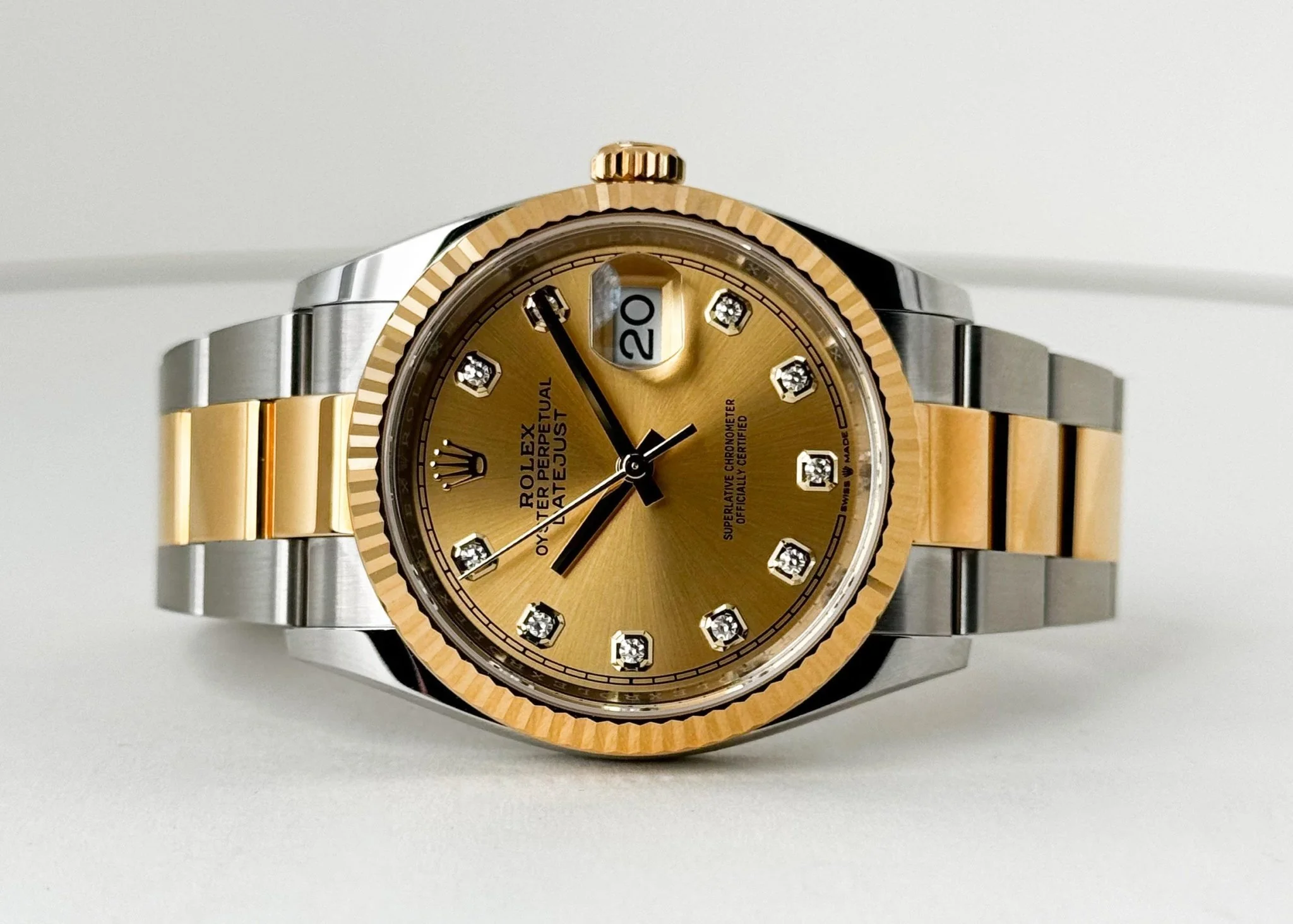 Rolex Datejust 36 Yellow Gold/Steel Champagne Diamond Dial & Fluted Bezel Oyster Bracelet 126233 - Image 5