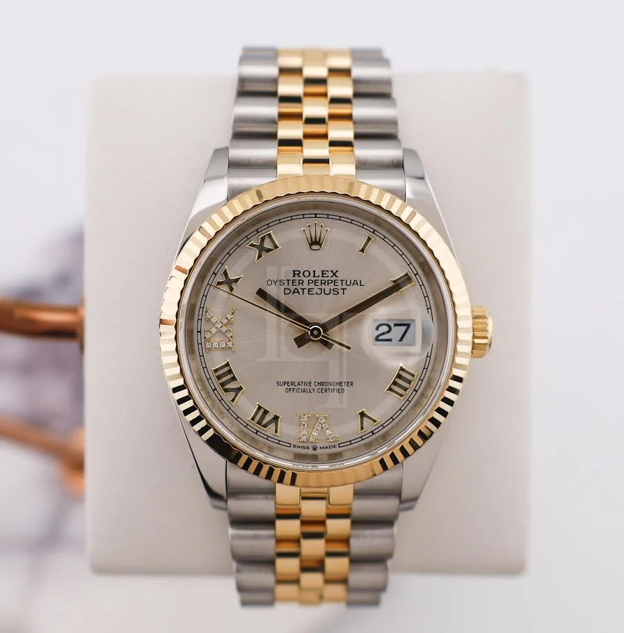Rolex Datejust 36 Yellow Gold/Steel Silver Roman Diamond VI Dial & Fluted Bezel Jubilee Bracelet 126233 - Image 2