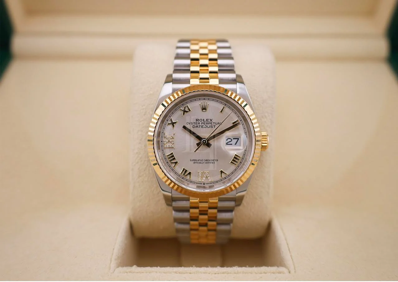 Rolex Datejust 36 Yellow Gold/Steel Silver Roman Diamond VI Dial & Fluted Bezel Jubilee Bracelet 126233 - Image 3