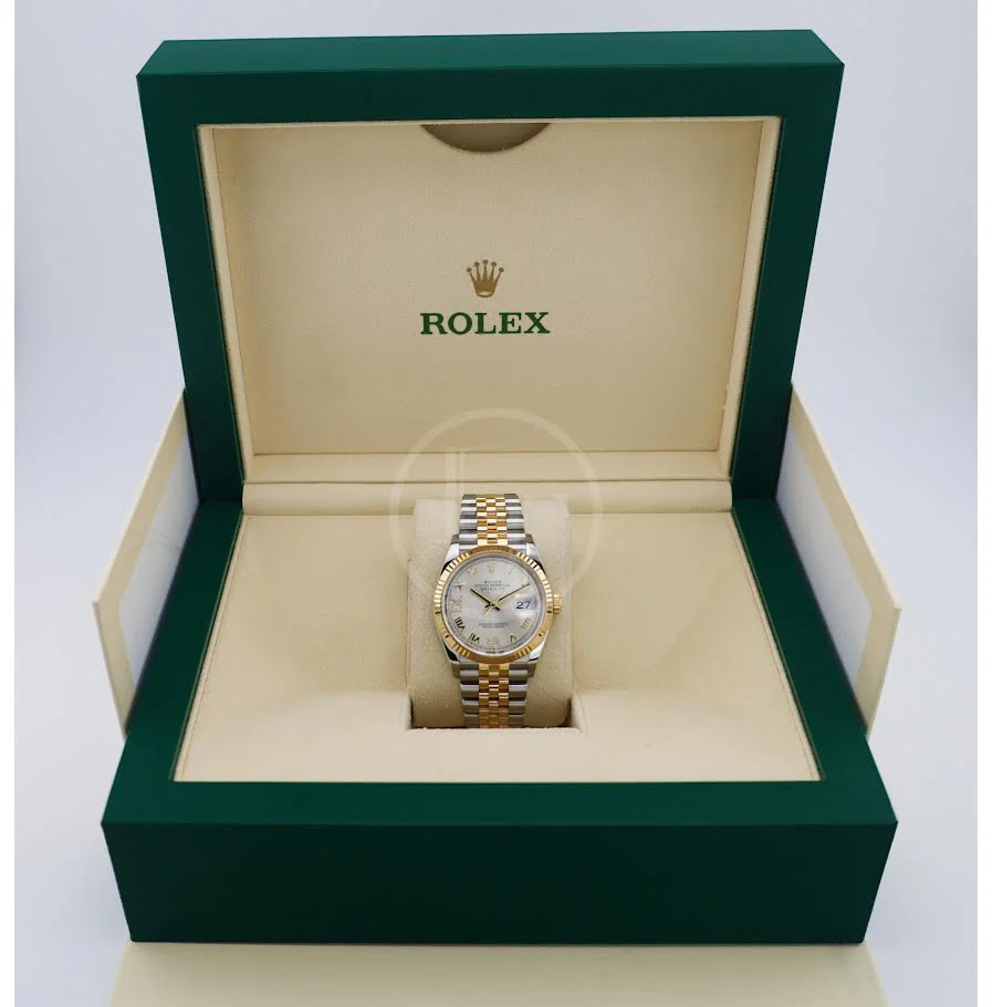 Rolex Datejust 36 Yellow Gold/Steel Silver Roman Diamond VI Dial & Fluted Bezel Jubilee Bracelet 126233 - Image 4