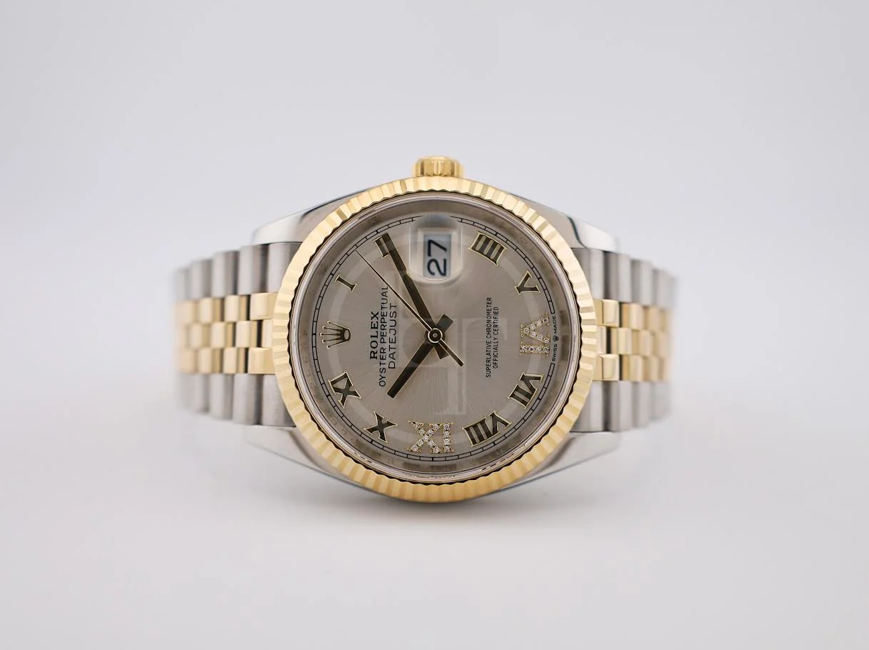 Rolex Datejust 36 Yellow Gold/Steel Silver Roman Diamond VI Dial & Fluted Bezel Jubilee Bracelet 126233 - Image 5
