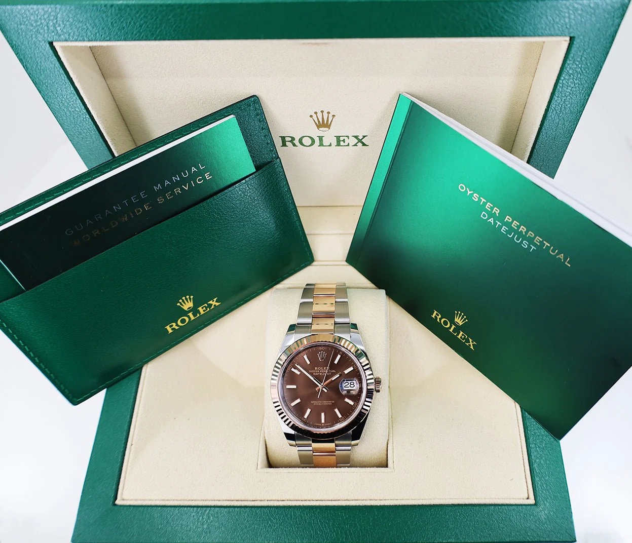 Rolex Datejust 41 Rose Gold/Steel Chocolate Index Dial Fluted Bezel Oyster Bracelet 126331 - - Image 3