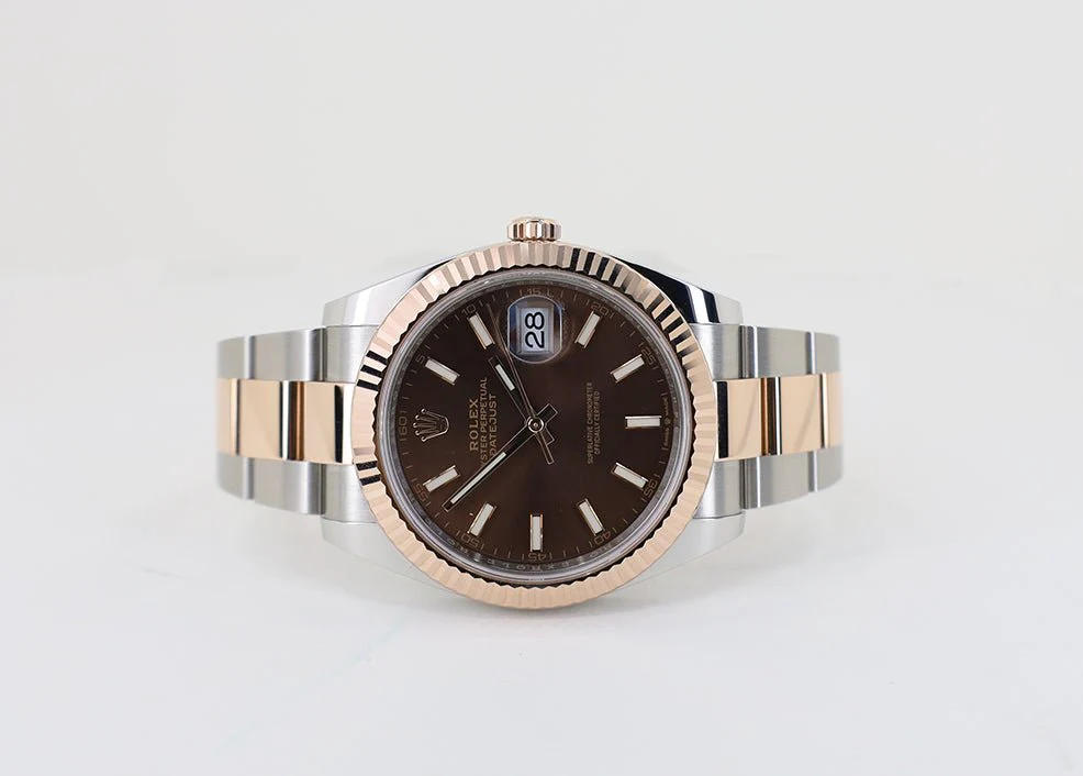 Rolex Datejust 41 Rose Gold/Steel Chocolate Index Dial Fluted Bezel Oyster Bracelet 126331 - - Image 4