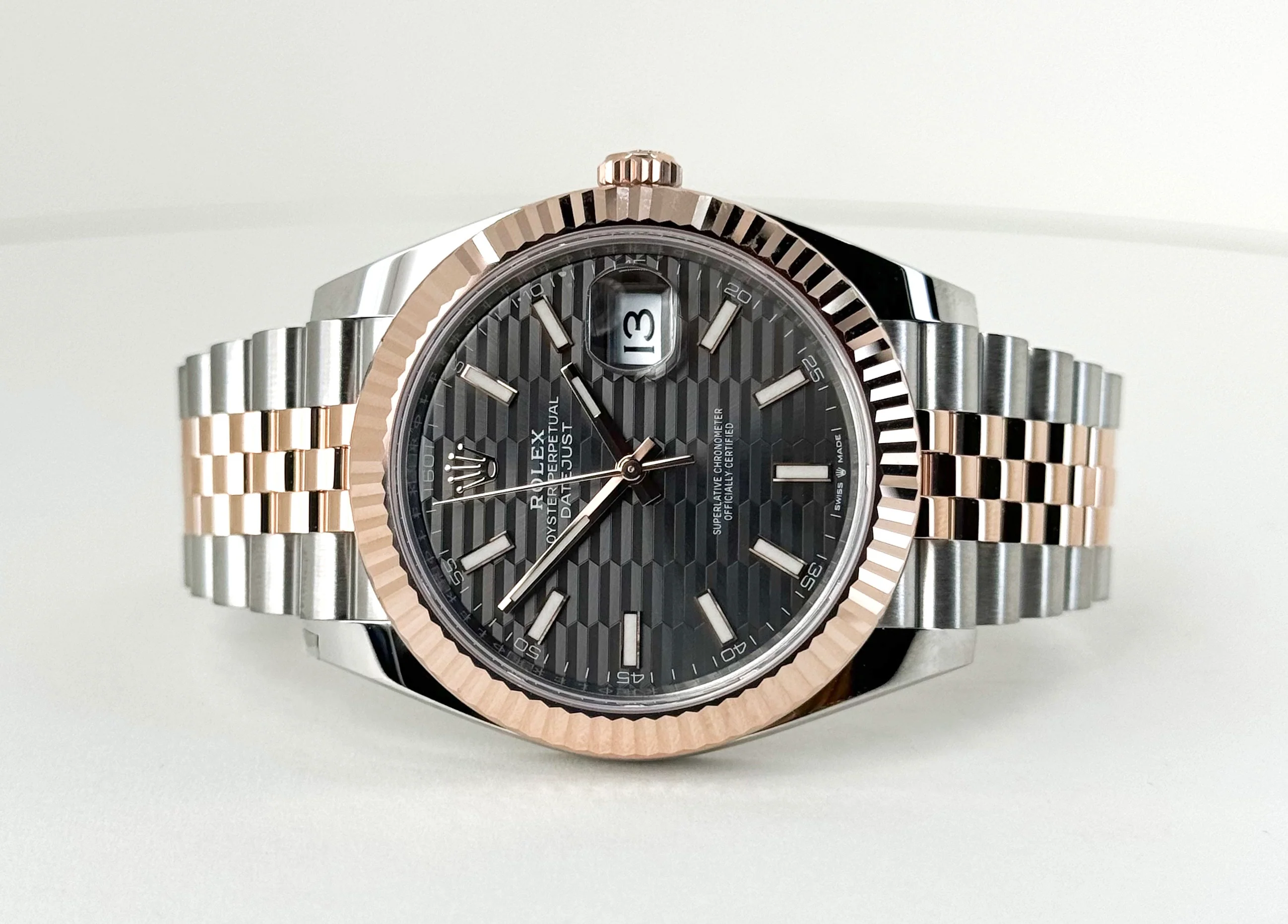 Rolex Datejust 41 Rose Gold/Steel Slate Motif Dial Fluted Bezel Jubilee Bracelet 126331 - Image 3