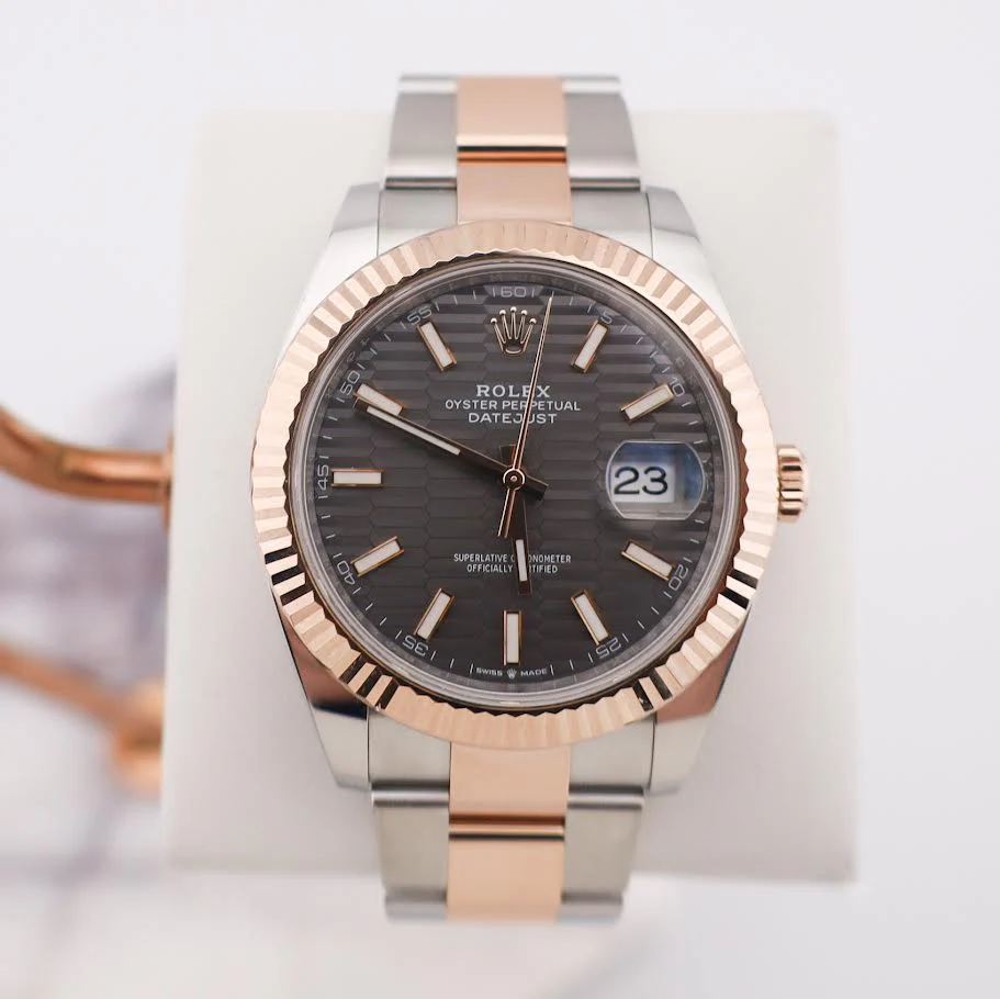 Rolex Datejust 41 Rose Gold/Steel Slate Motif Dial Fluted Bezel Oyster Bracelet 126331 - Image 2