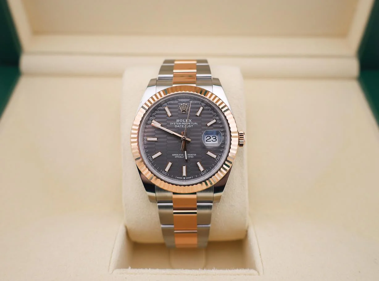 Rolex Datejust 41 Rose Gold/Steel Slate Motif Dial Fluted Bezel Oyster Bracelet 126331 - Image 3
