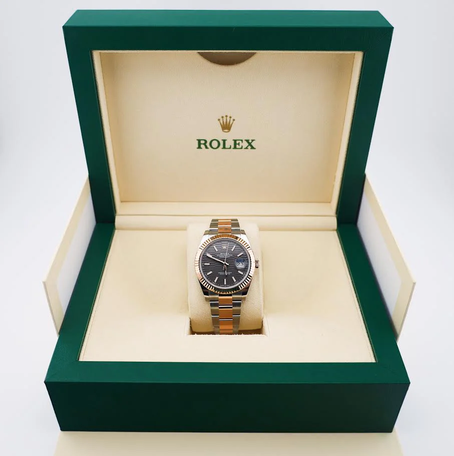 Rolex Datejust 41 Rose Gold/Steel Slate Motif Dial Fluted Bezel Oyster Bracelet 126331 - Image 4