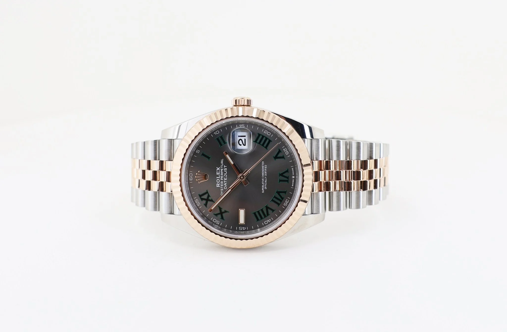 Rolex Datejust 41 Rose Gold/Steel Slate Roman Dial Fluted Bezel Jubilee Bracelet 126331 - - Image 4