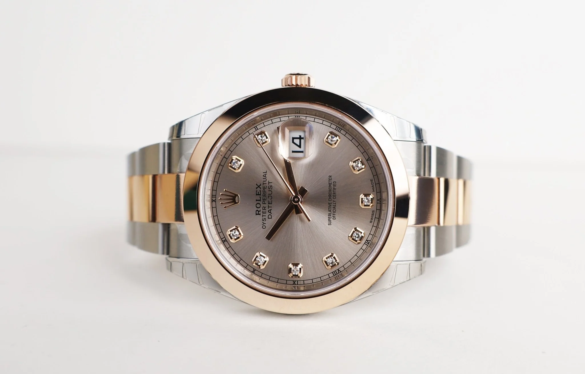 Rolex Datejust 41 Rose Gold/Steel Sundust Diamond Dial Smooth Bezel Oyster Bracelet 126301 - - Image 4