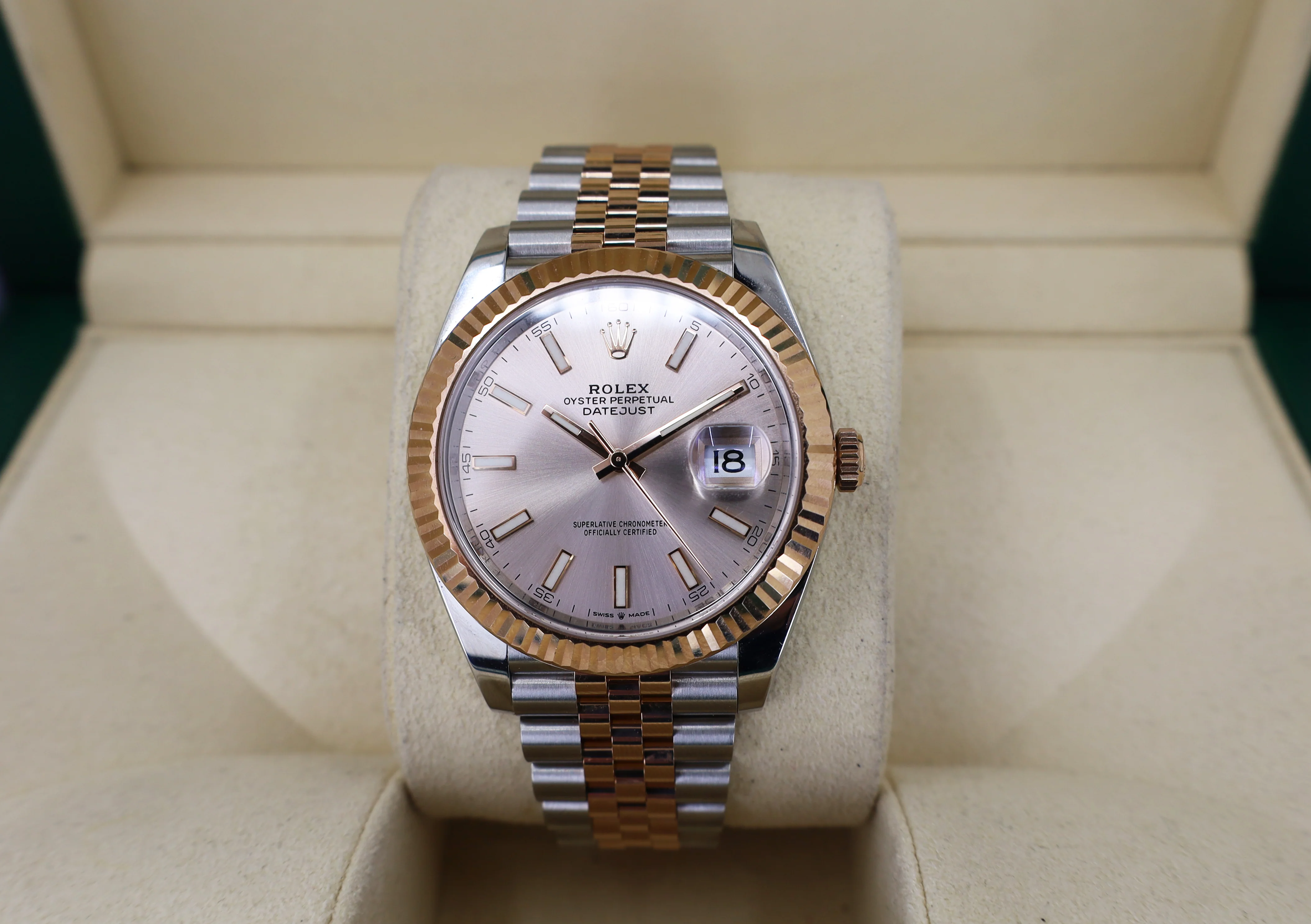 Rolex Datejust 41 Rose Gold/Steel Sundust Index Dial Fluted Bezel Jubilee Bracelet 126331 - - Image 2