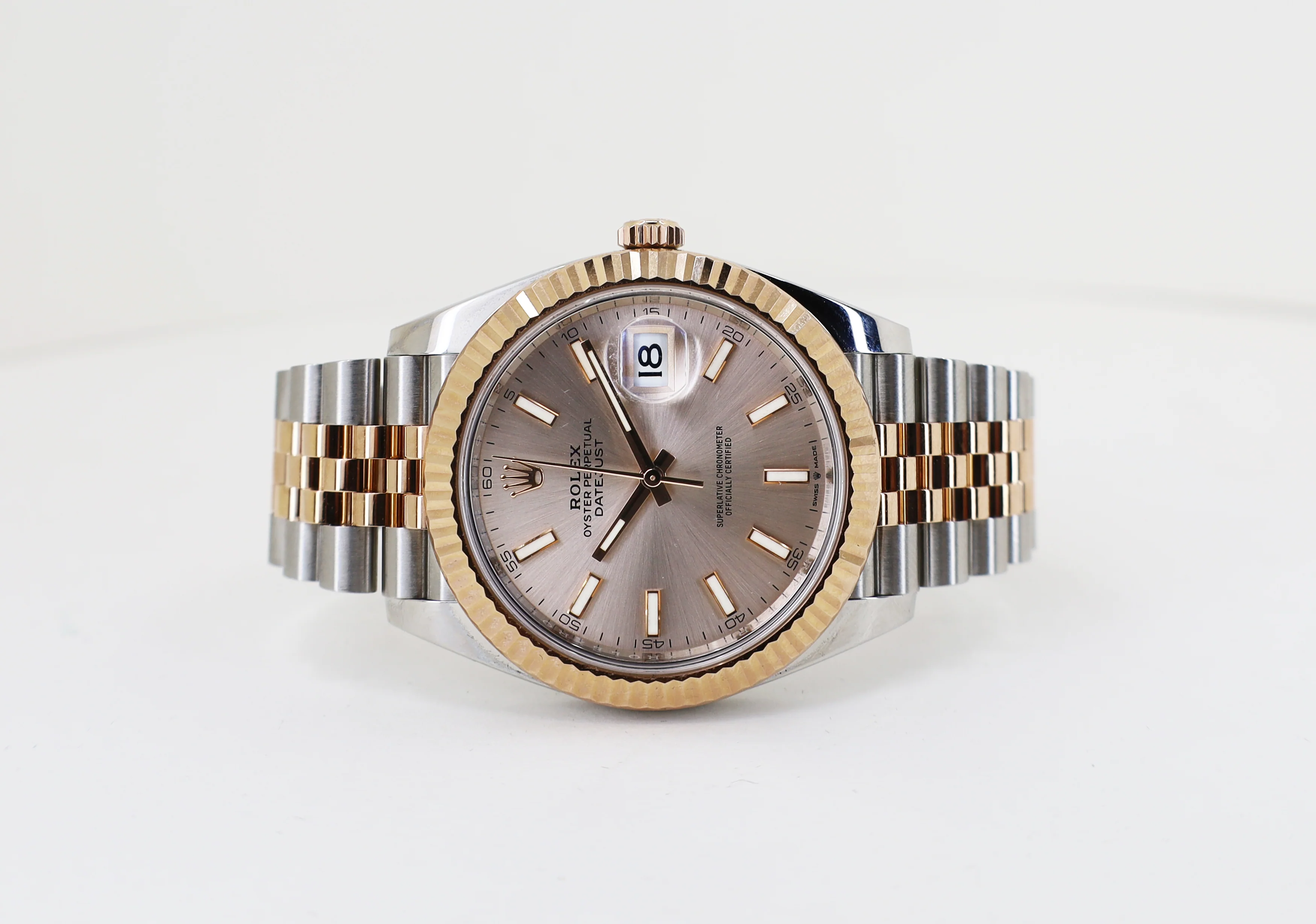 Rolex Datejust 41 Rose Gold/Steel Sundust Index Dial Fluted Bezel Jubilee Bracelet 126331 - - Image 4