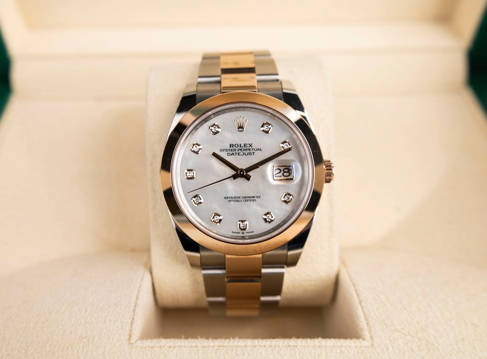 Rolex Datejust 41 Rose Gold/Steel White Mother of Pearl Diamond Dial Smooth Bezel Oyster Bracelet 126301 - - Image 3