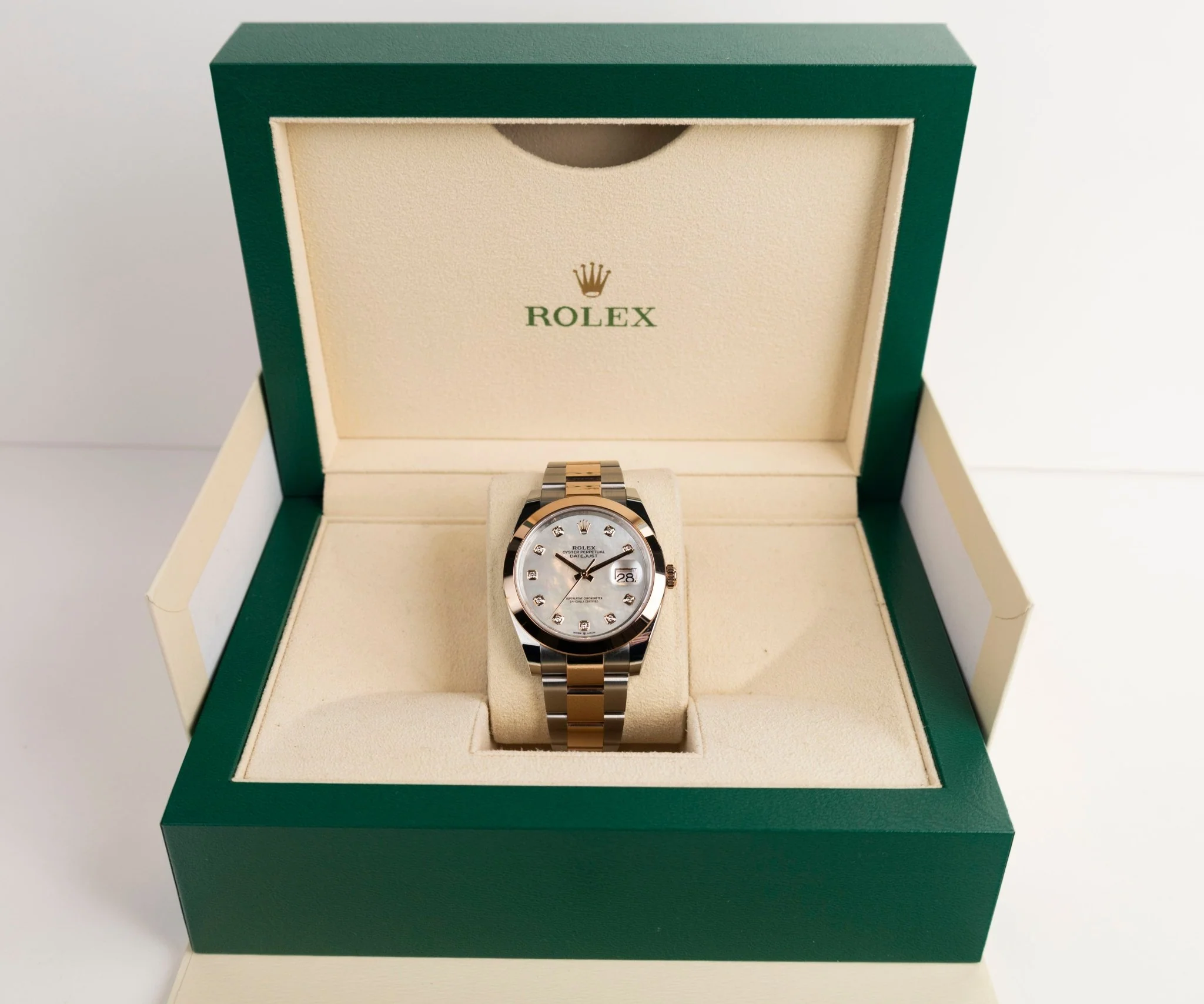 Rolex Datejust 41 Rose Gold/Steel White Mother of Pearl Diamond Dial Smooth Bezel Oyster Bracelet 126301 - - Image 4