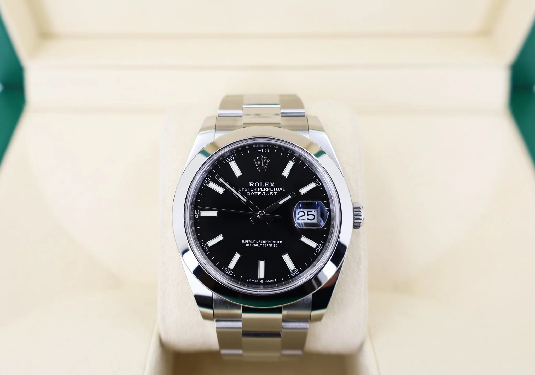 Rolex Datejust 41 Stainless Steel Black Index Dial Smooth Bezel Oyster Bracelet 126300 - - Image 3