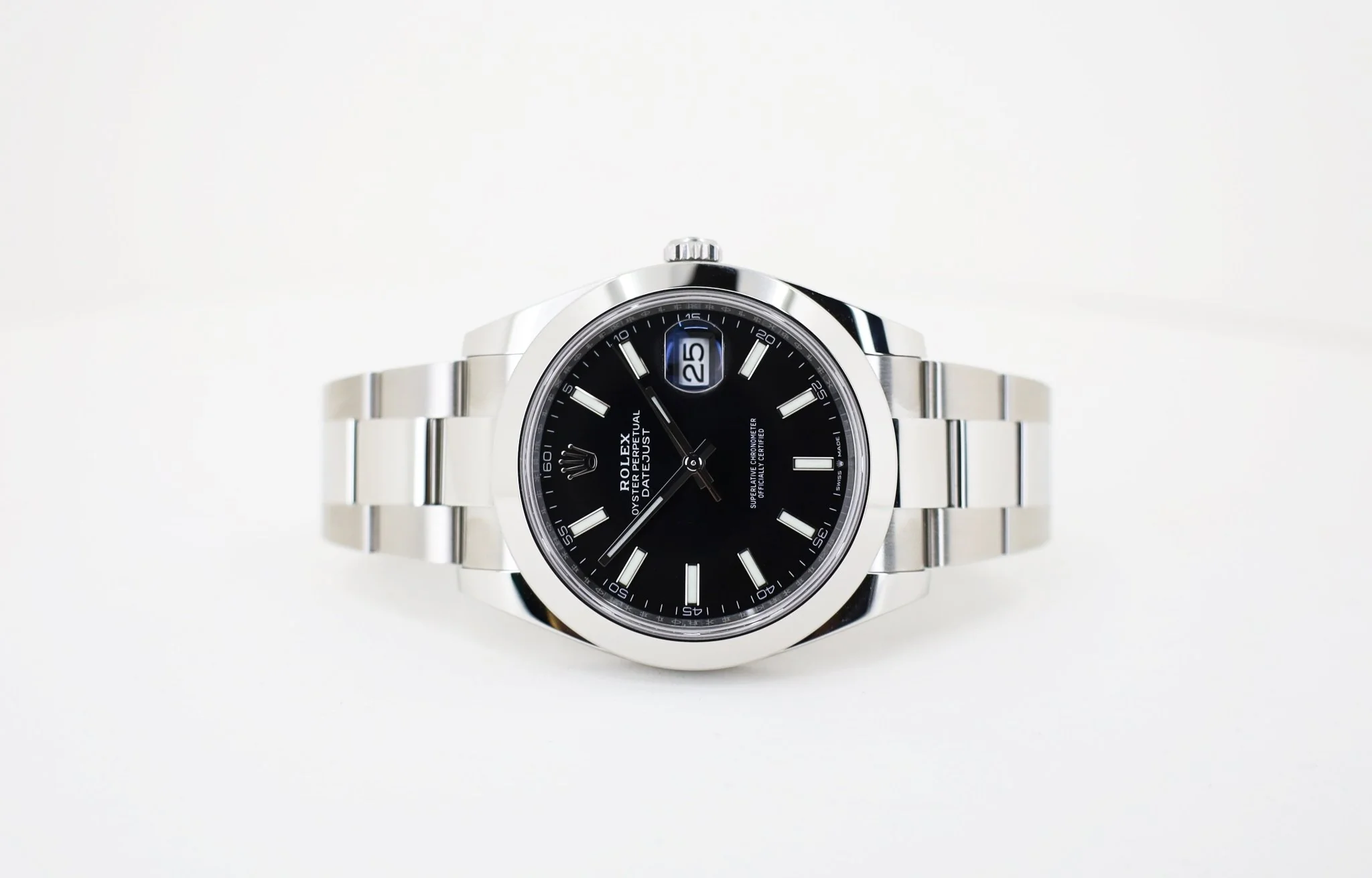 Rolex Datejust 41 Stainless Steel Black Index Dial Smooth Bezel Oyster Bracelet 126300 - - Image 5