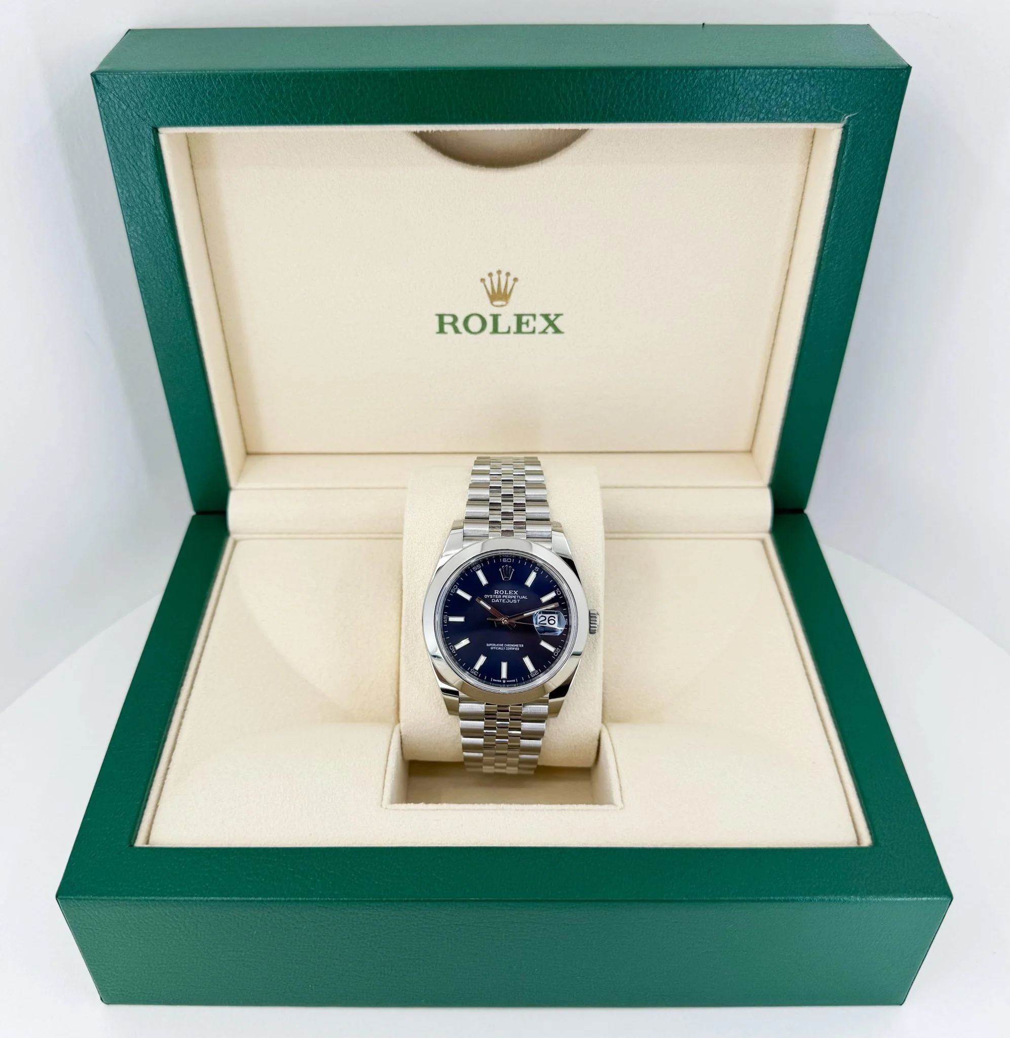 Rolex Datejust 41 Stainless Steel Blue Index Dial Smooth Bezel Jubilee Bracelet 126300 - - Image 3