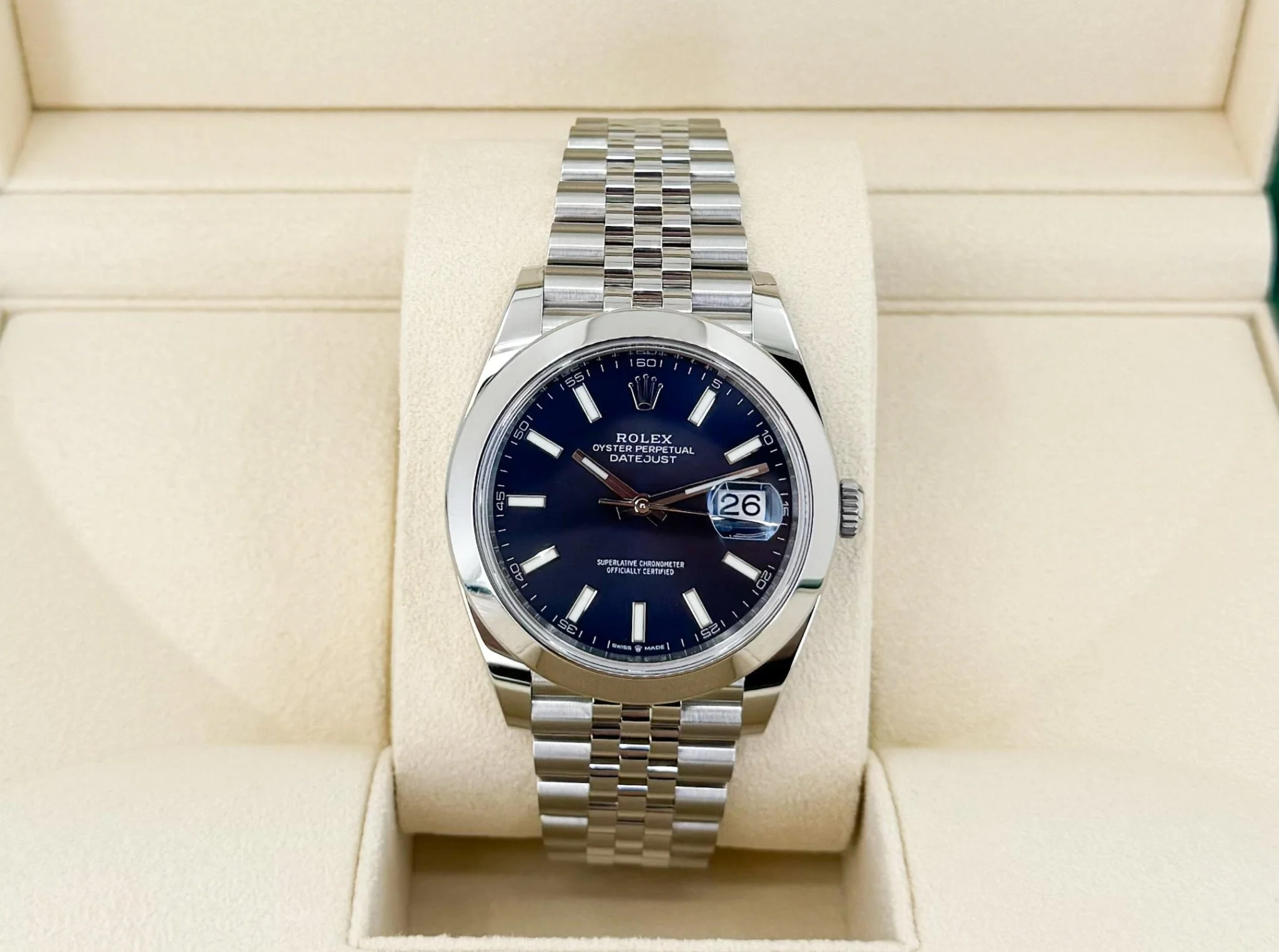Rolex Datejust 41 Stainless Steel Blue Index Dial Smooth Bezel Jubilee Bracelet 126300 - - Image 4