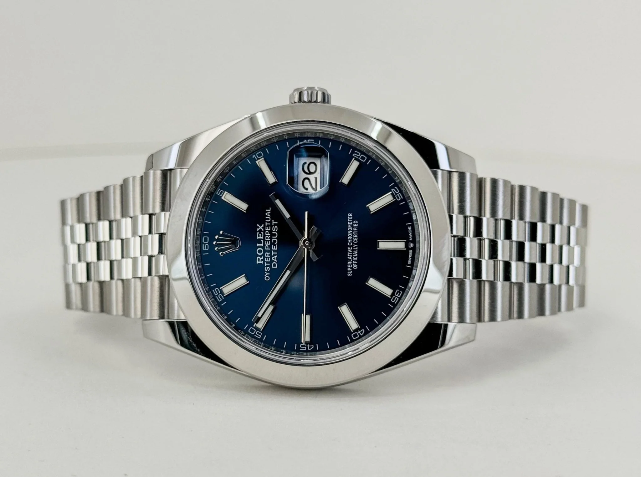 Rolex Datejust 41 Stainless Steel Blue Index Dial Smooth Bezel Jubilee Bracelet 126300 - - Image 5
