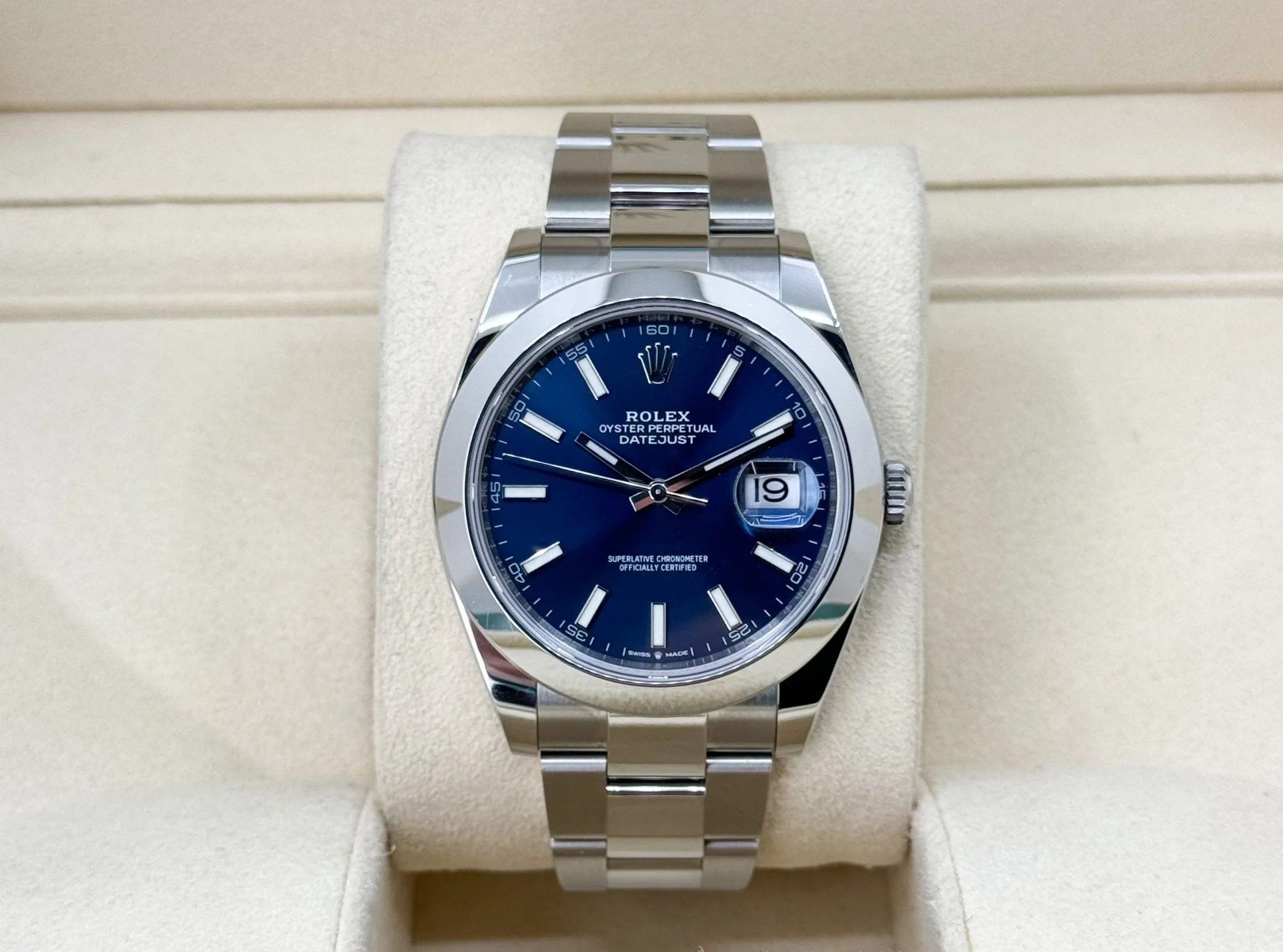 Rolex Datejust 41 Stainless Steel Blue Index Dial Smooth Bezel Oyster Bracelet 126300 - - Image 3