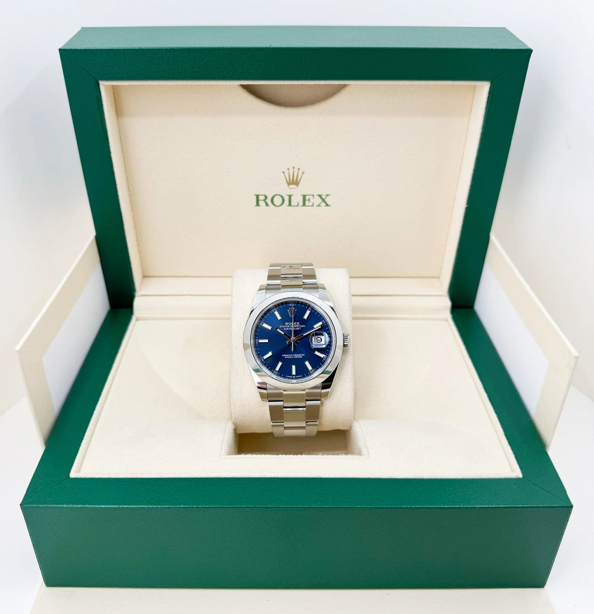 Rolex Datejust 41 Stainless Steel Blue Index Dial Smooth Bezel Oyster Bracelet 126300 - - Image 4