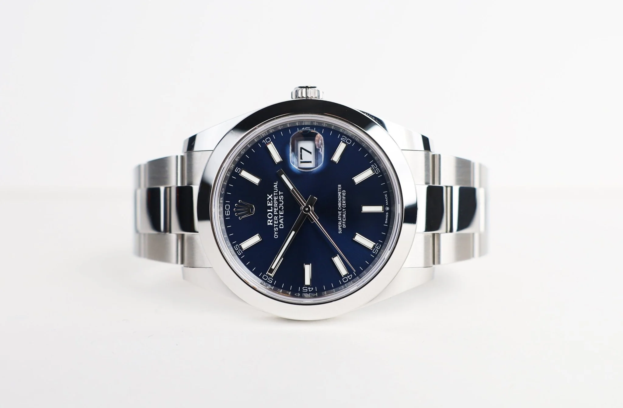 Rolex Datejust 41 Stainless Steel Blue Index Dial Smooth Bezel Oyster Bracelet 126300 - - Image 5