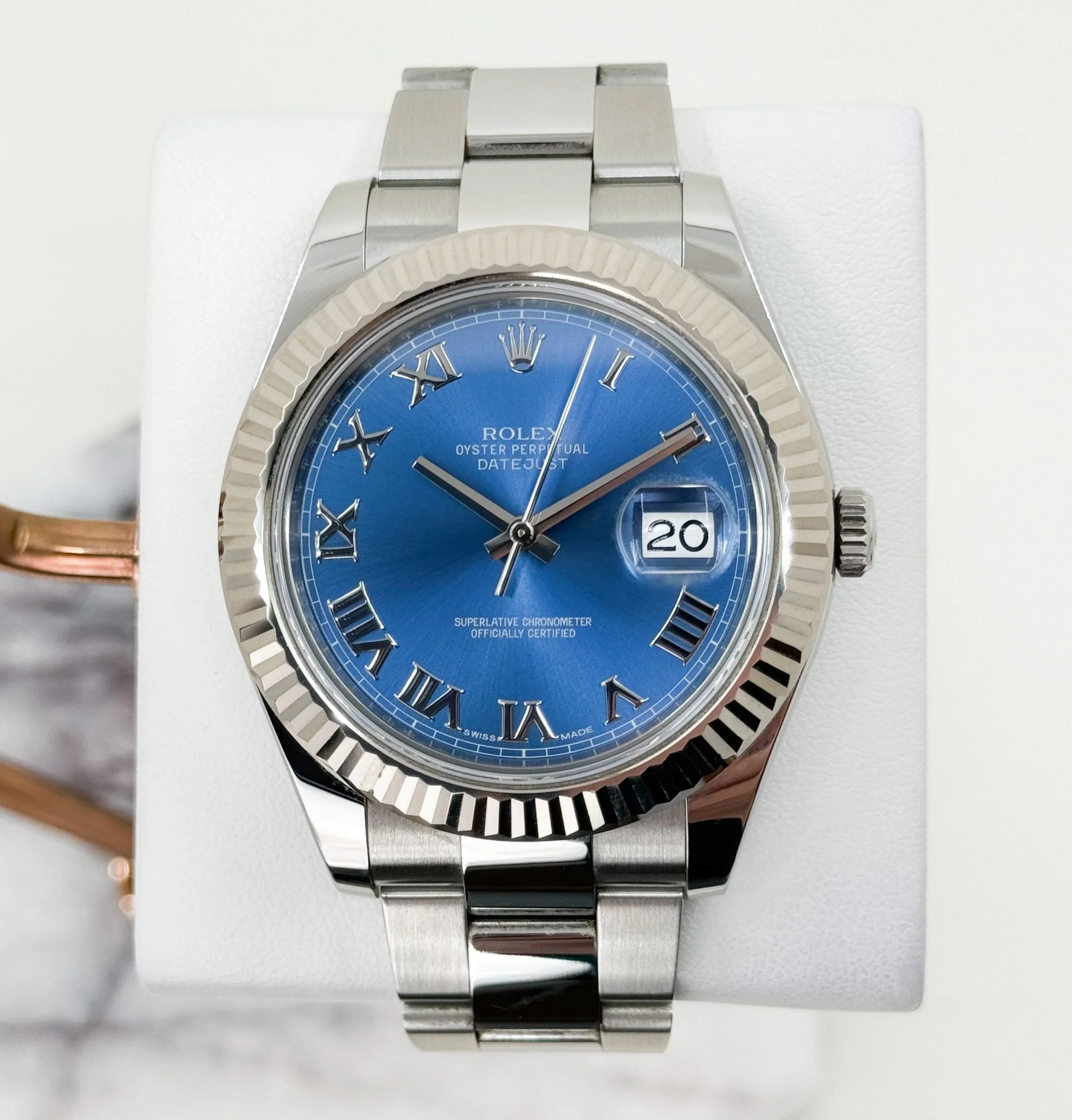 Rolex Datejust 41 Stainless Steel Blue Roman Dial Fluted Bezel Oyster Bracelet - 116334 BLURFO - Image 2
