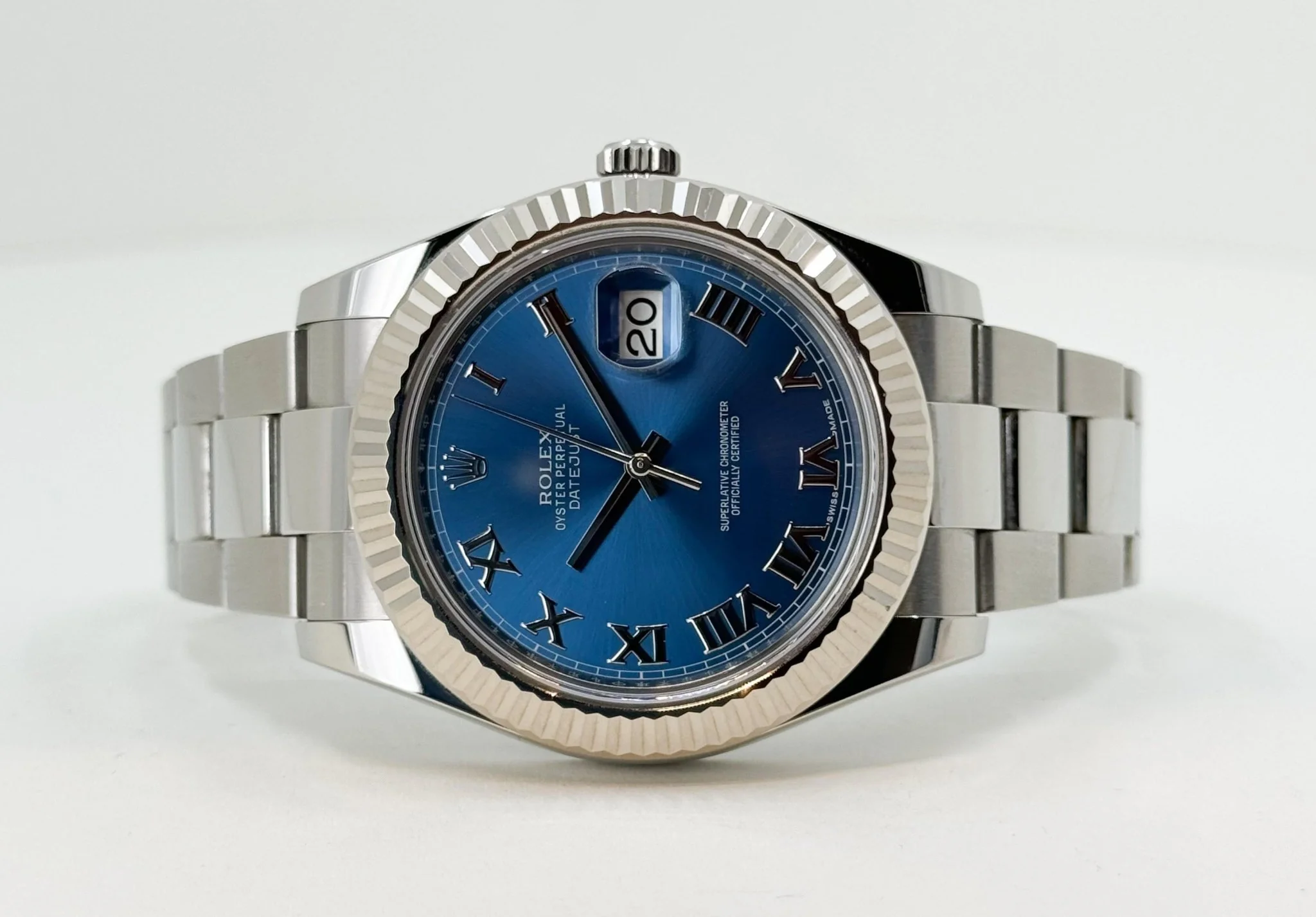 Rolex Datejust 41 Stainless Steel Blue Roman Dial Fluted Bezel Oyster Bracelet - 116334 BLURFO - Image 3