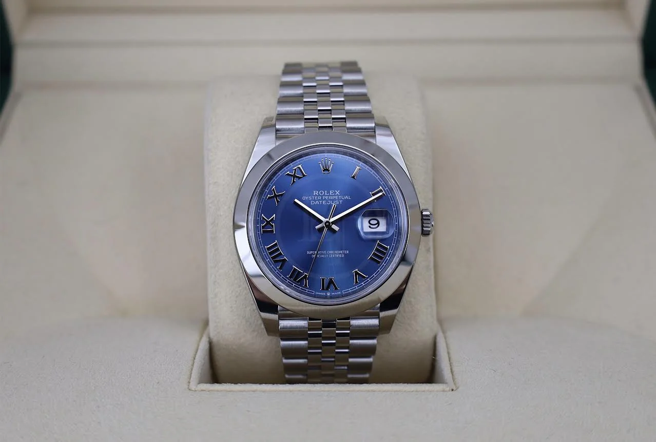 Rolex Datejust 41 Stainless Steel Blue Roman Dial Smooth Bezel Jubilee Bracelet 126300 - - Image 3
