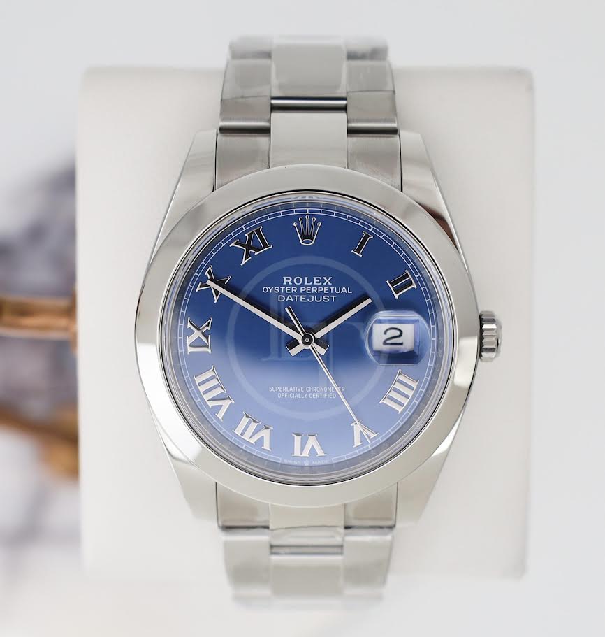 Rolex Datejust 41 Stainless Steel Blue Roman Dial Smooth Bezel Oyster Bracelet 126300 - - Image 2