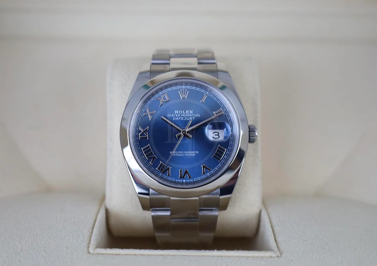 Rolex Datejust 41 Stainless Steel Blue Roman Dial Smooth Bezel Oyster Bracelet 126300 - - Image 3