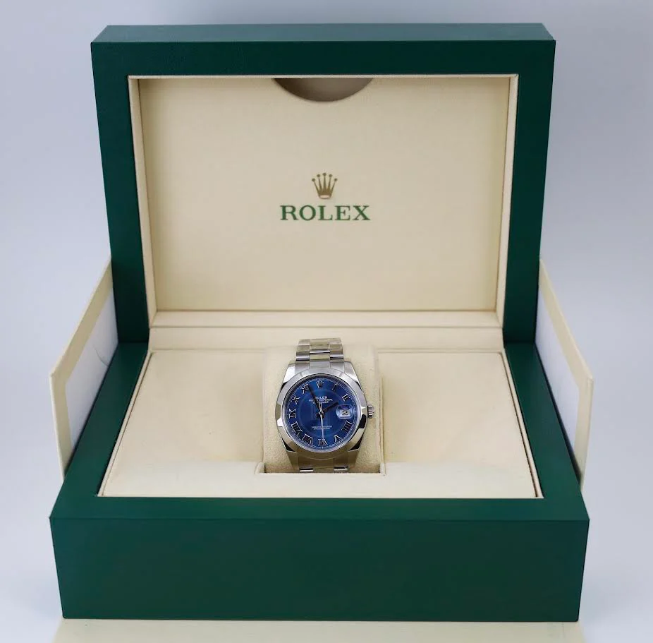 Rolex Datejust 41 Stainless Steel Blue Roman Dial Smooth Bezel Oyster Bracelet 126300 - - Image 4