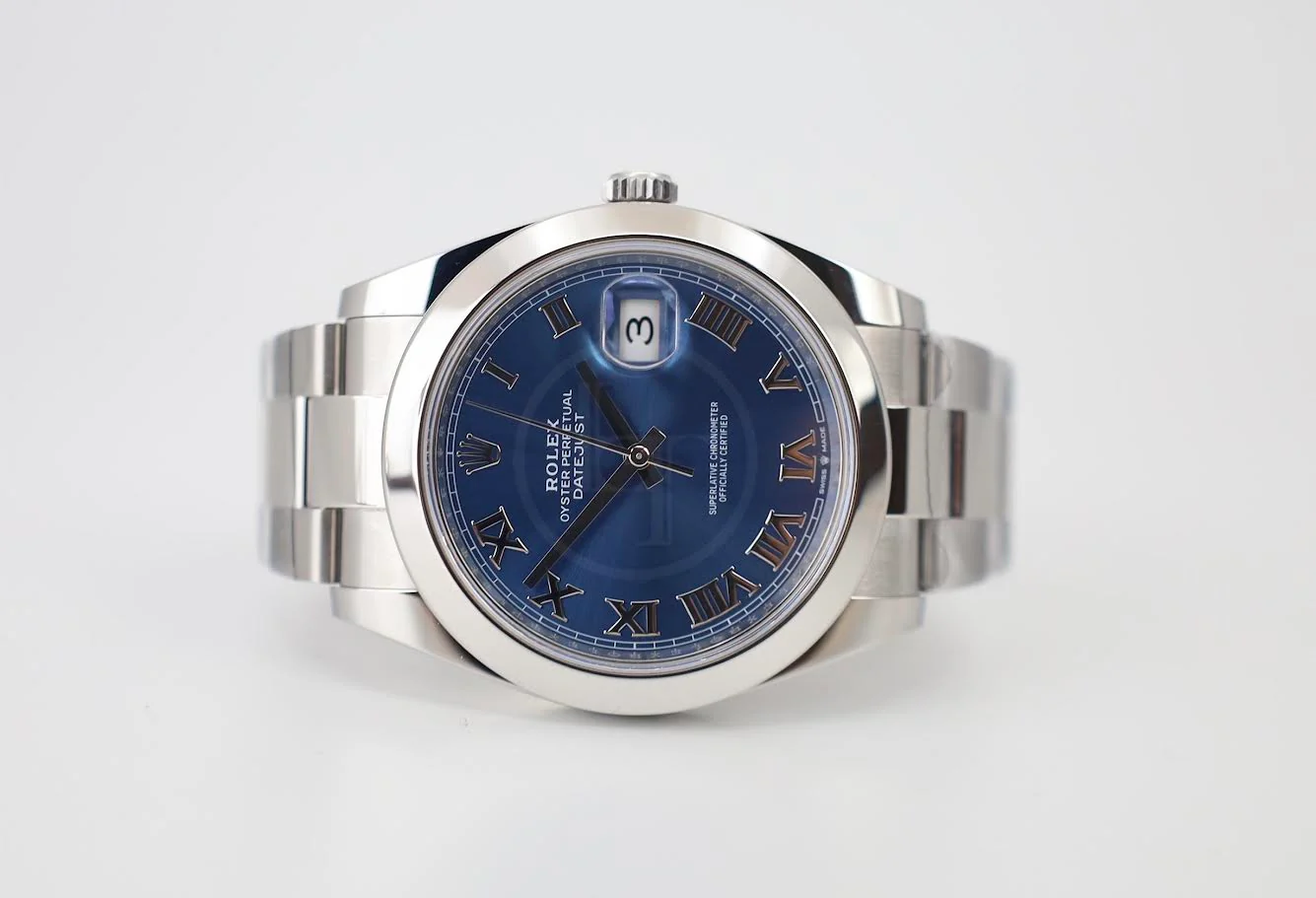 Rolex Datejust 41 Stainless Steel Blue Roman Dial Smooth Bezel Oyster Bracelet 126300 - - Image 5