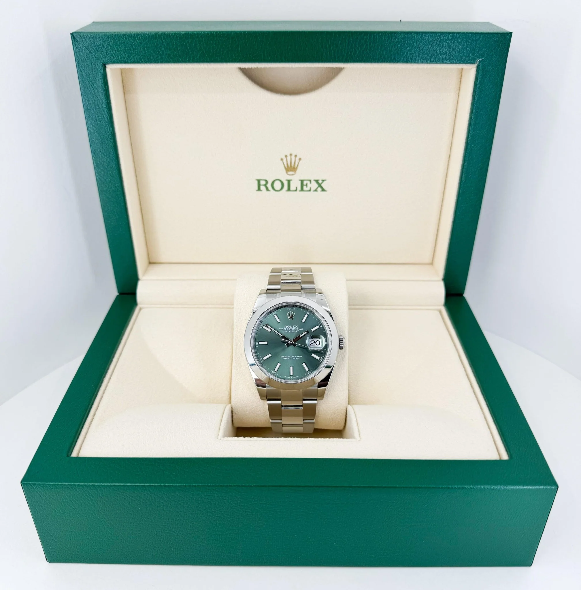 Rolex Datejust 41 Stainless Steel Mint Green Index Dial Smooth Bezel Oyster Bracelet 126300 - Image 4