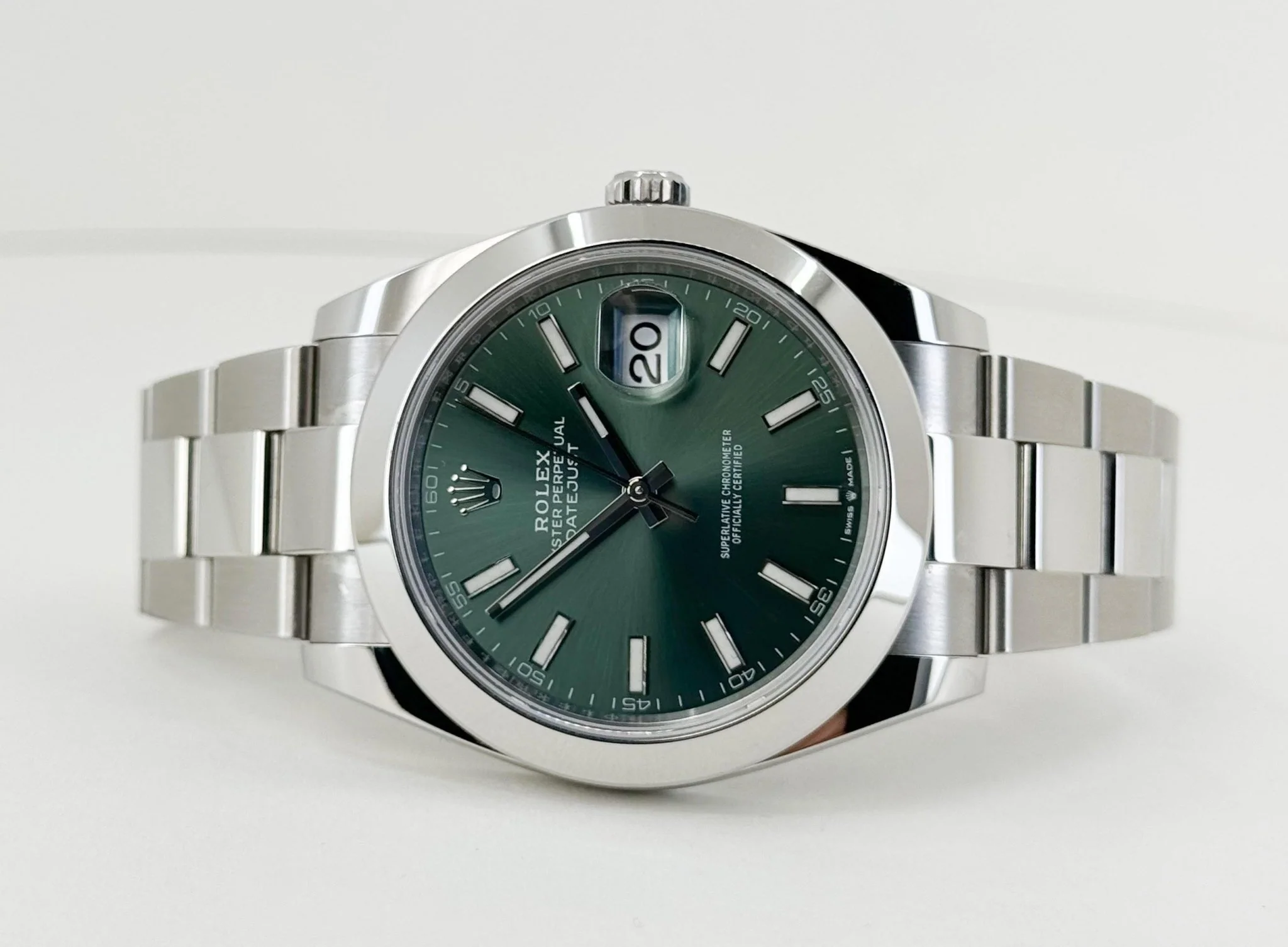 Rolex Datejust 41 Stainless Steel Mint Green Index Dial Smooth Bezel Oyster Bracelet 126300 - Image 5