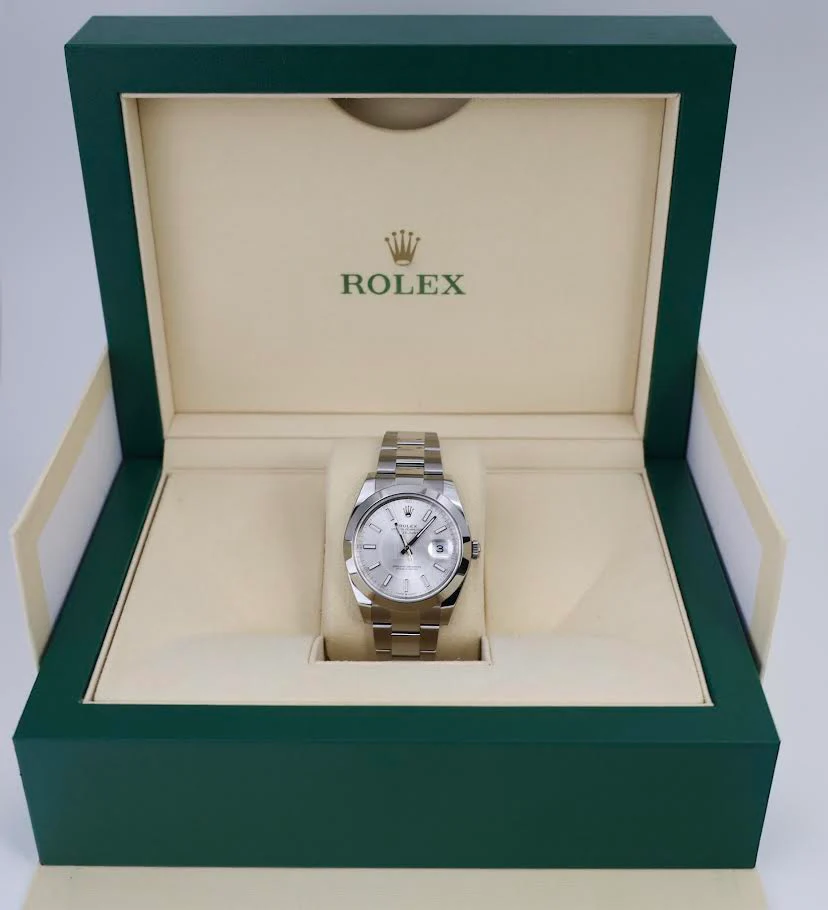 Rolex Datejust 41 Stainless Steel Silver Index Dial Smooth Bezel Oyster Bracelet 126300 - - Image 4