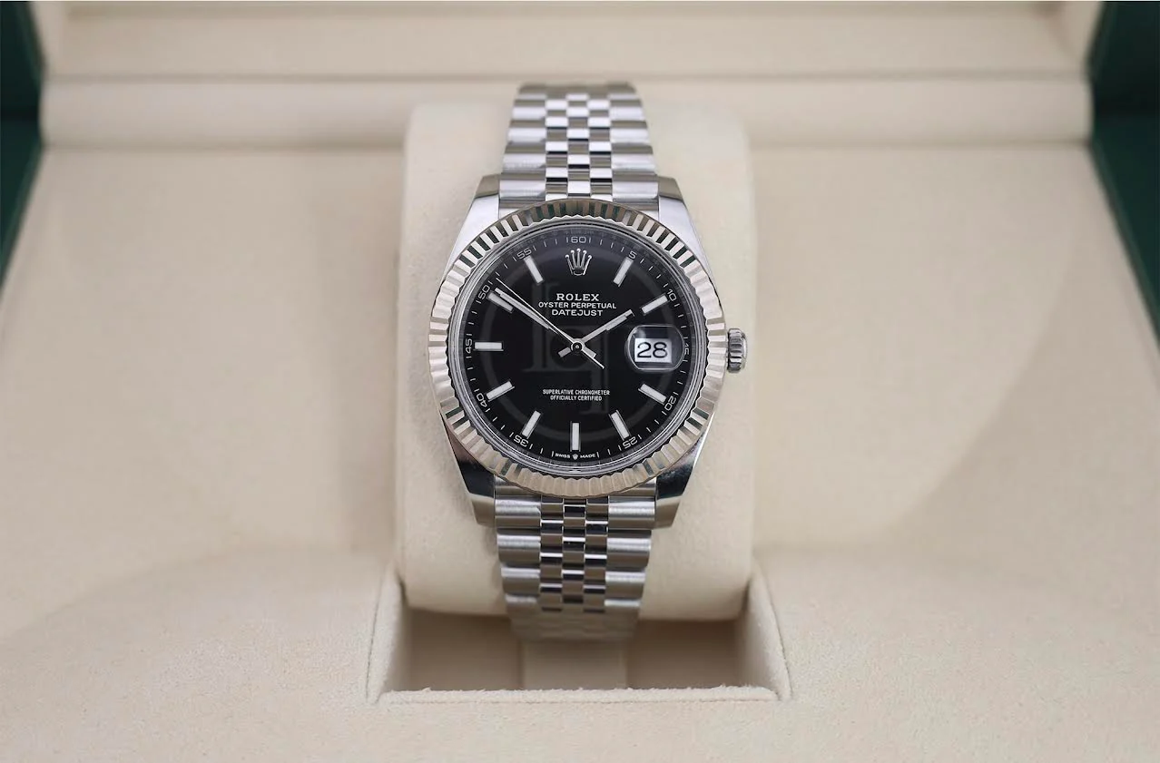 Rolex Datejust 41 White Gold/Steel Black Index Dial Fluted Bezel Jubilee Bracelet 126334 - - Image 3