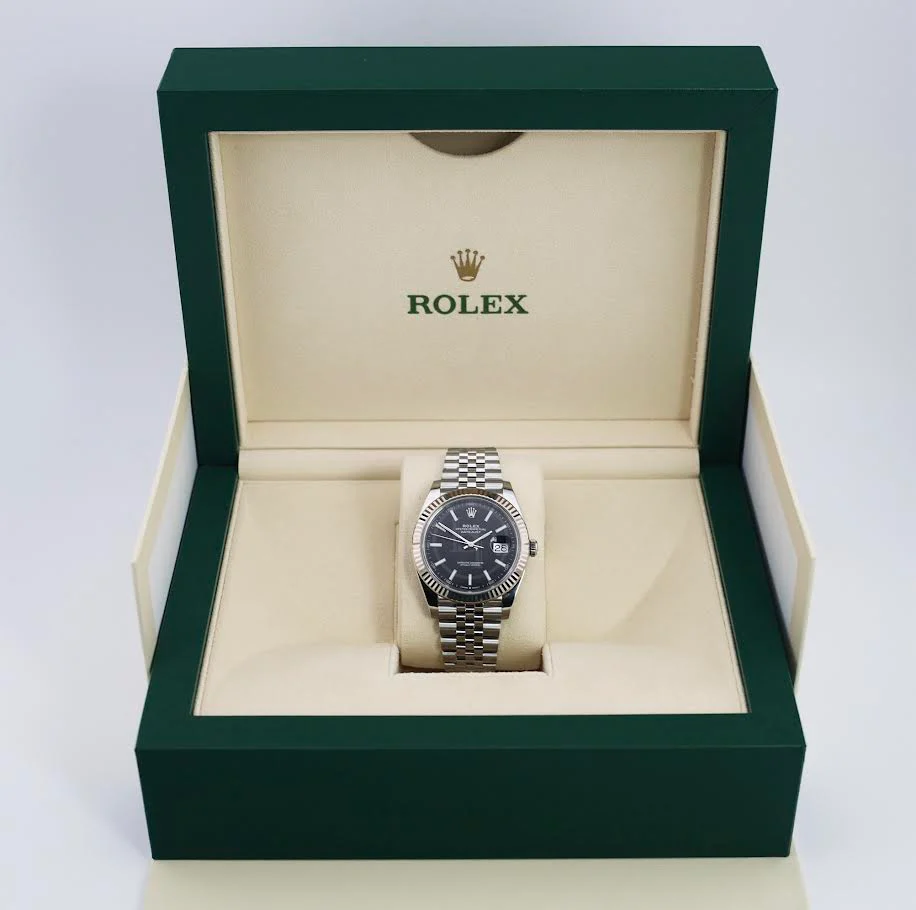 Rolex Datejust 41 White Gold/Steel Black Index Dial Fluted Bezel Jubilee Bracelet 126334 - - Image 4