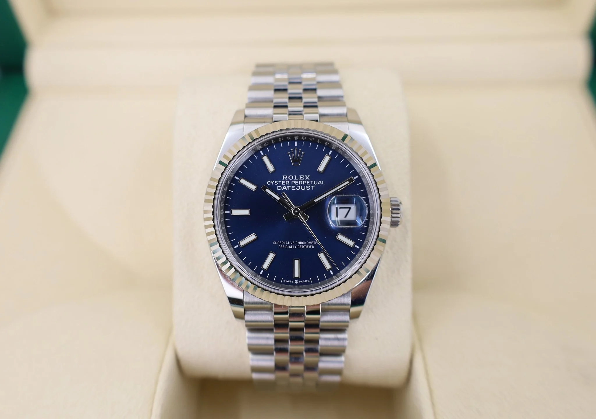 Rolex Datejust 41 White Gold/Steel Blue Index Dial Fluted Bezel Jubilee Bracelet 126334 - - Image 2