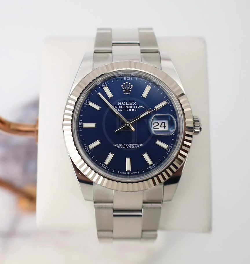 Rolex Datejust 41 White Gold/Steel Blue Index Dial Fluted Bezel Oyster Bracelet 126334 - - Image 2