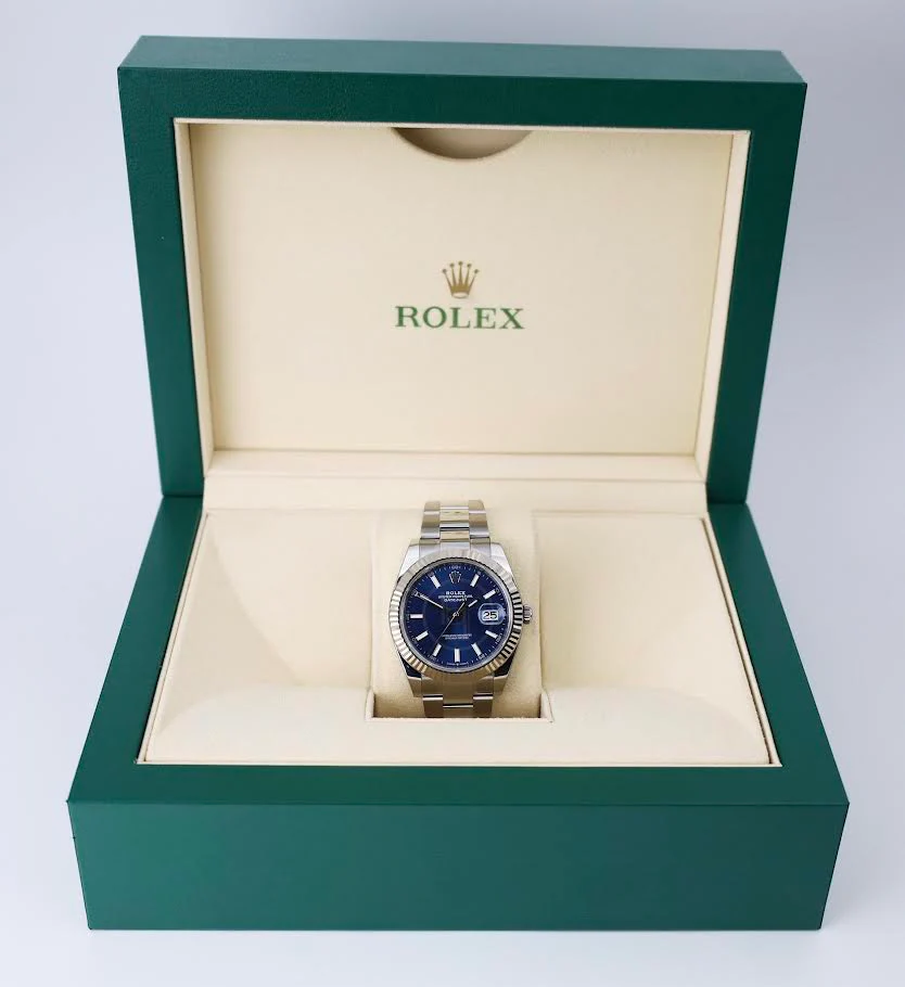 Rolex Datejust 41 White Gold/Steel Blue Index Dial Fluted Bezel Oyster Bracelet 126334 - - Image 4