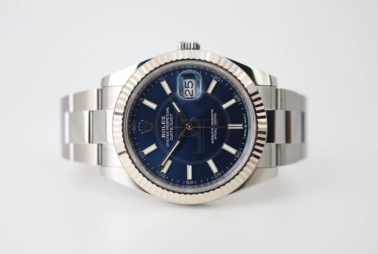 Rolex Datejust 41 White Gold/Steel Blue Index Dial Fluted Bezel Oyster Bracelet 126334 - - Image 5