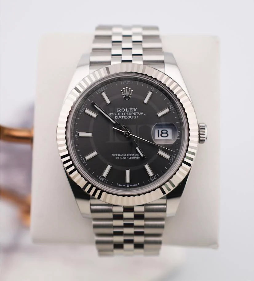 Rolex Datejust 41 White Gold/Steel Dark Rhodium Index Dial Fluted Bezel Jubilee Bracelet 126334 - - Image 2