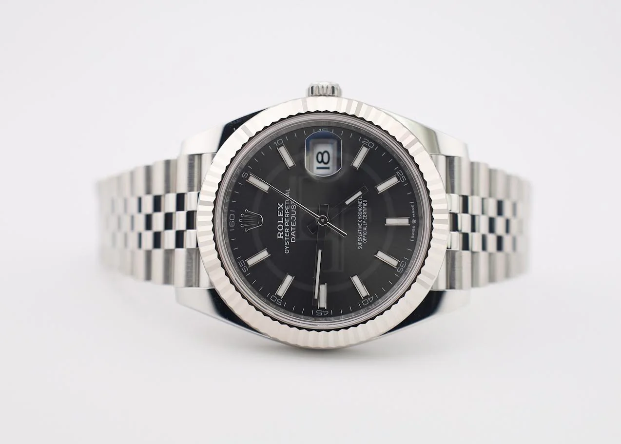 Rolex Datejust 41 White Gold/Steel Dark Rhodium Index Dial Fluted Bezel Jubilee Bracelet 126334 - - Image 5