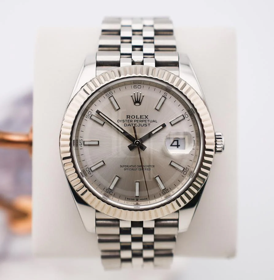 Rolex Datejust 41 White Gold/Steel Silver Index Dial Fluted Bezel Jubilee Bracelet 126334 - - Image 2