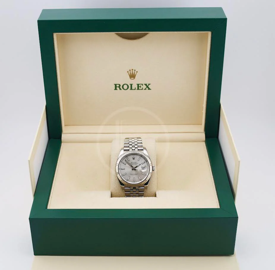 Rolex Datejust 41 White Gold/Steel Silver Index Dial Fluted Bezel Jubilee Bracelet 126334 - - Image 4
