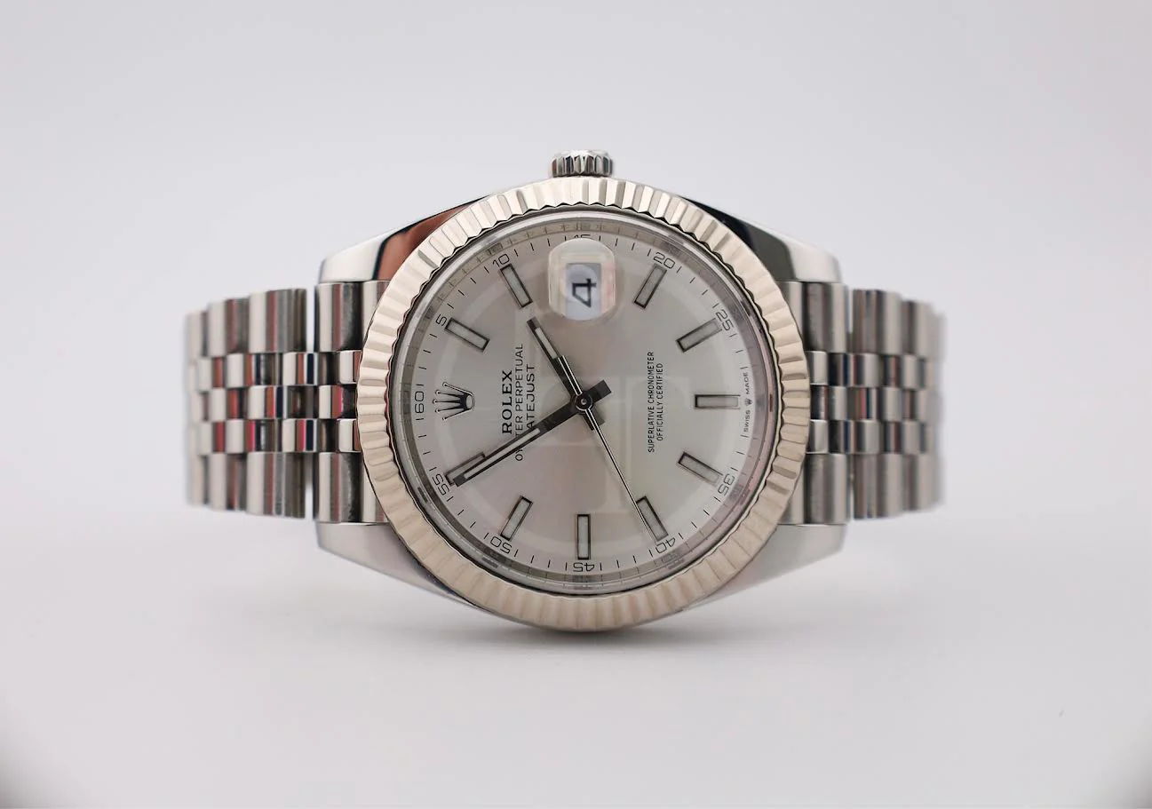 Rolex Datejust 41 White Gold/Steel Silver Index Dial Fluted Bezel Jubilee Bracelet 126334 - - Image 5